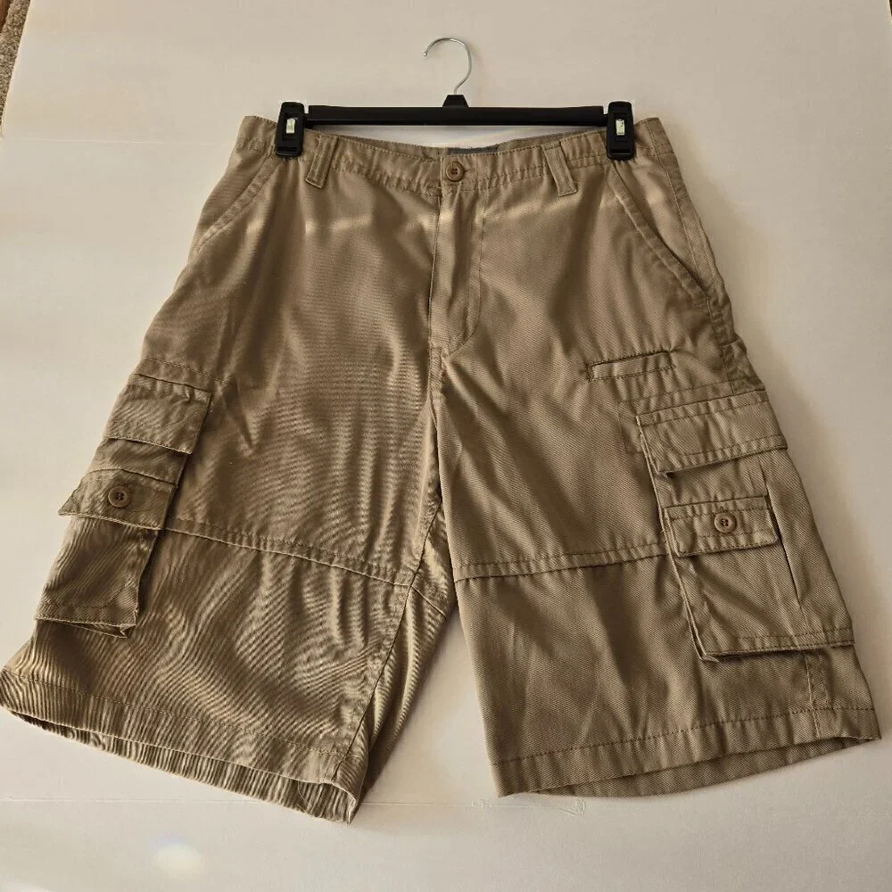Roadblock Men's Khaki Cargo Multi-Pocket Shorts Size 32